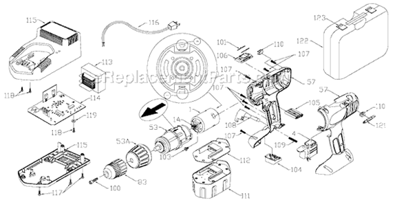 Part Location Diagram of N196034 DeWALT Keyless Chuck